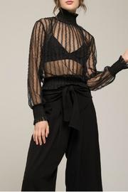  Smocked Neck Mesh Top