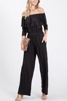  Ruffled Off The Shoulder Jumpsuit