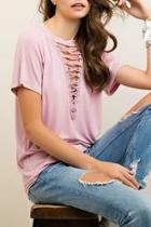  Plunging Lace-up T-shirt
