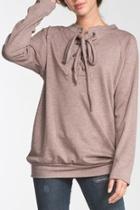  Soft Lace-up Pullover
