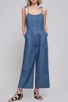  Tie-shoulder Chambray Jumpsuit