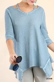  Strappy-detail Waffle Tunic