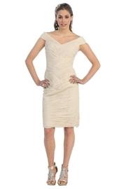  Beige Pleated Short Dress