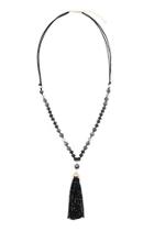  Rondelle-tassel-pendant Polycord-necklace