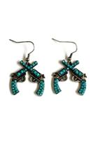  Turquoise-double-pistor Dangle-earrings