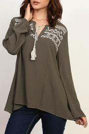  Embroidered Olive Top
