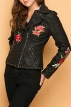  Embroidered Faux Jacket