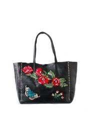  Black Embroidered Leather Tote