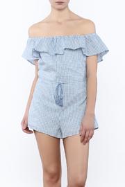  Gingham Off Shoulder Romper