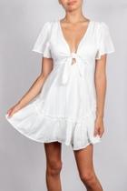  Detailed-white-tie Chest Dress