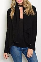  Black Zipper Cardigan