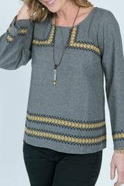  Grey Top With Mustard And Black Embroidery