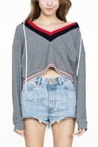  Cropped Striped Hoodie