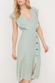  Green Polka-dit Midi-dress