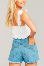  Arizona Embroidered Denim Shorts