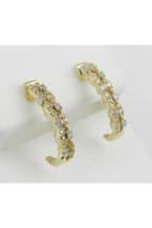  Sale Diamond J Hoop Earrings, Diamond Half Hoops, Yellow Gold Diamond Earrings, Gift For New Mom, Holiday Gift Idea