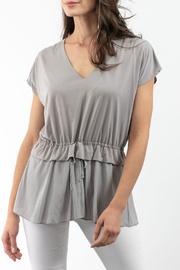  Drawstring Peplum V-neck Top