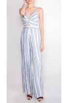  Striped Open-leg Jumpsuit