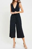 Cropped Pinstripe Jumpsuit