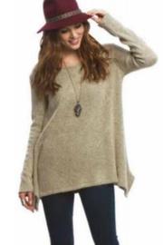  Flannel V-back Terry Pullover Sweater