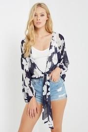  Navy Floral Tie-front