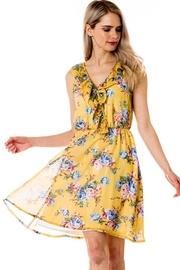  Lemon-yellow Floral Dress