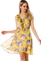  Lemon-yellow Floral Dress