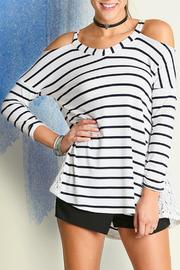  Striped Open Shoulder Top