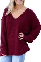  V-neck Burgundy Sweater