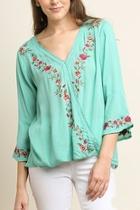  Crossbody Embroidered Top