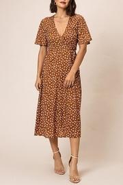  Mustard-print Wrap Midi-dress