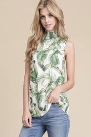  Leaf Print Smocked Neck Top