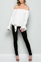  Off Shoulder Tie Top