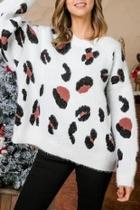  White Leopard-print Sweater