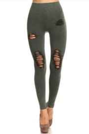  Army Green Distressed Leggings