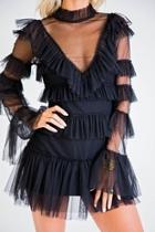  Black, Ruffled Dress