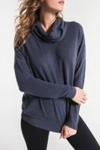  Marled Denim Cowl Neck Sweater