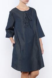  Lace Up Chambray Dress