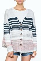  Multi-striped Button Sweater
