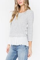  Chiffon Hem Sweater