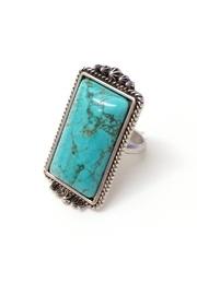  Natural Rectangualr-turquoise-stone Adjustable-ring
