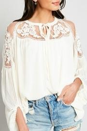  Lace-inset Cream Tunic