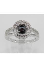  White Gold Black Diamond Double Halo Engagement Ring