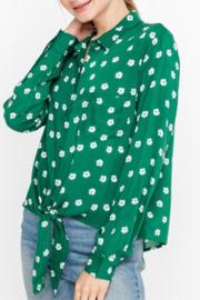  Tie Front Printed Blouse