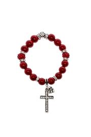  Red Silver Stretch Bracelet