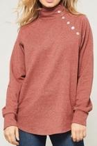  Button Accented Sweatshirt