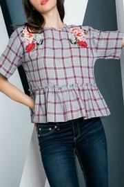  Checkered Embroidered Top