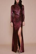  High-neck Sequin Gown