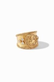  Coin Crest Ring Gold Zircon - Size 7 (adjustable)