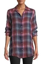  Lorie Embroidered-back Plaid-shirt